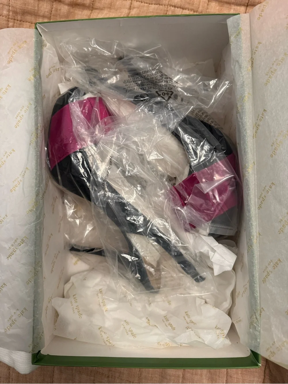 Kate Spade ♠️ Platform Black Suede Slingback Heel with Hot Pink Satin Bow Accent